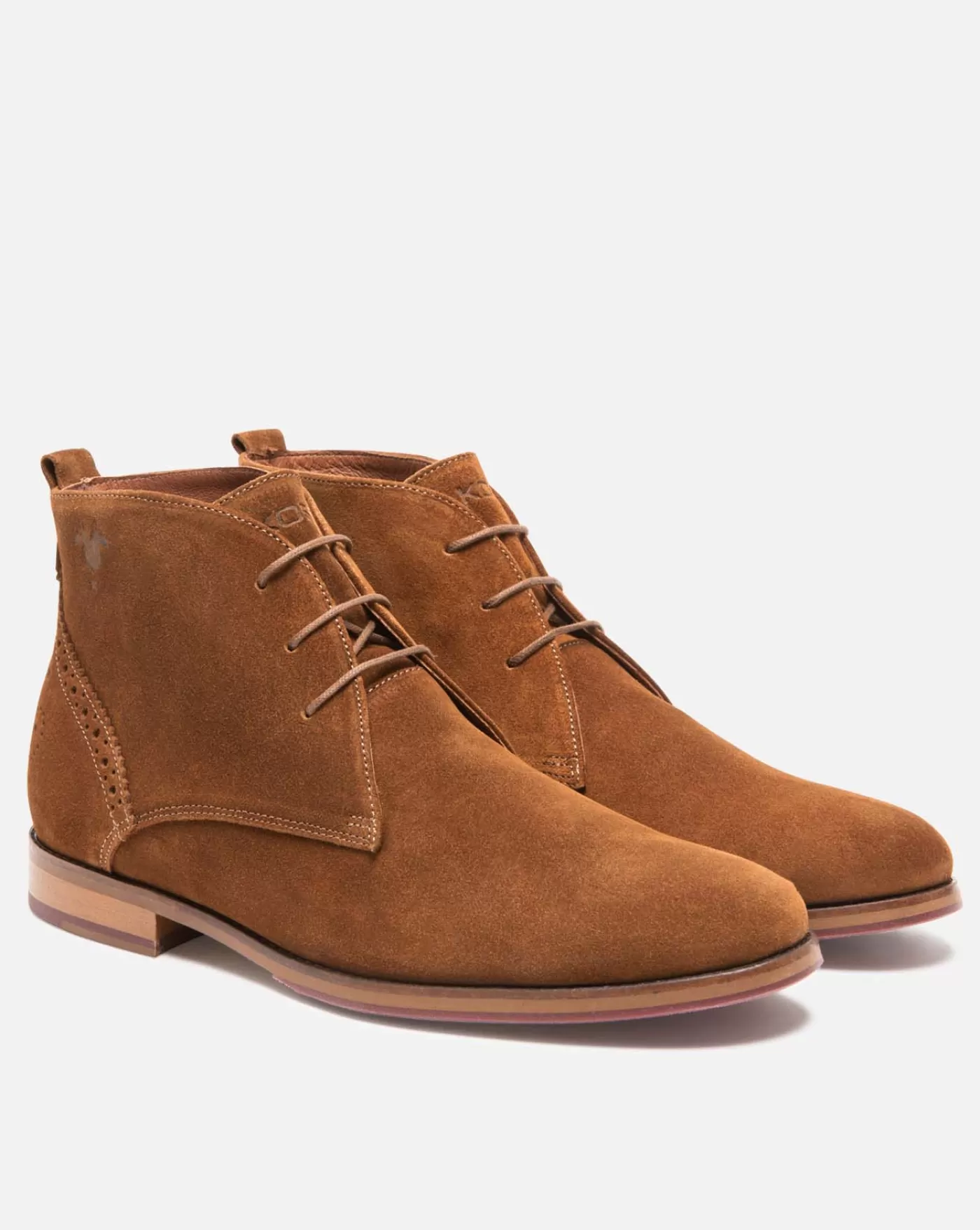 Clearance KOST Paris BRETT 95 A  Chukka boots Made in France Croûte velours Homme Cognac