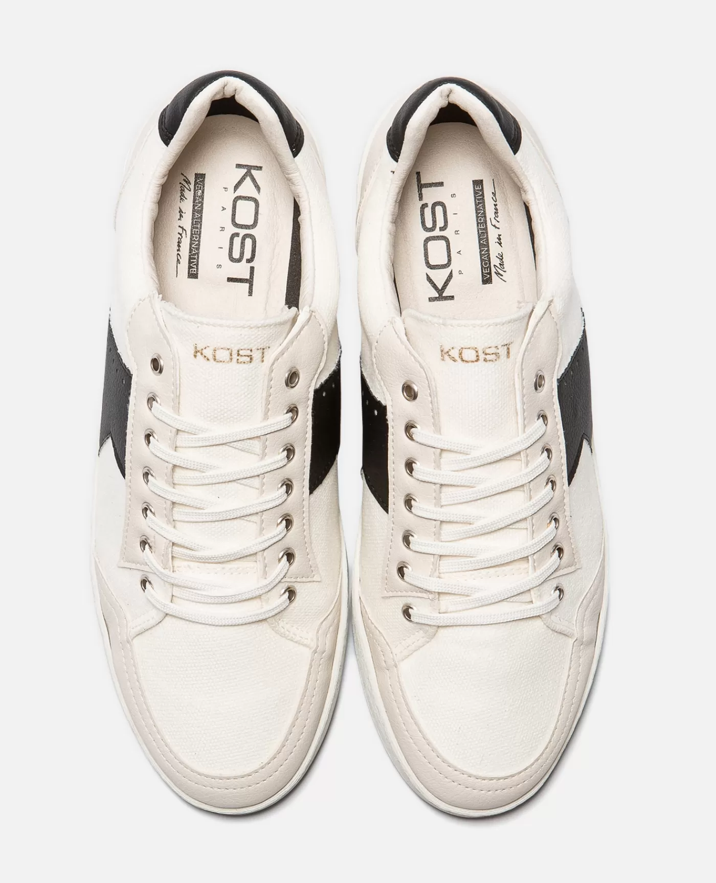 Best KOST Paris CHILL  Sneakers Toile Blanc et Noir Vegan Made in France Homme Blanc+noir