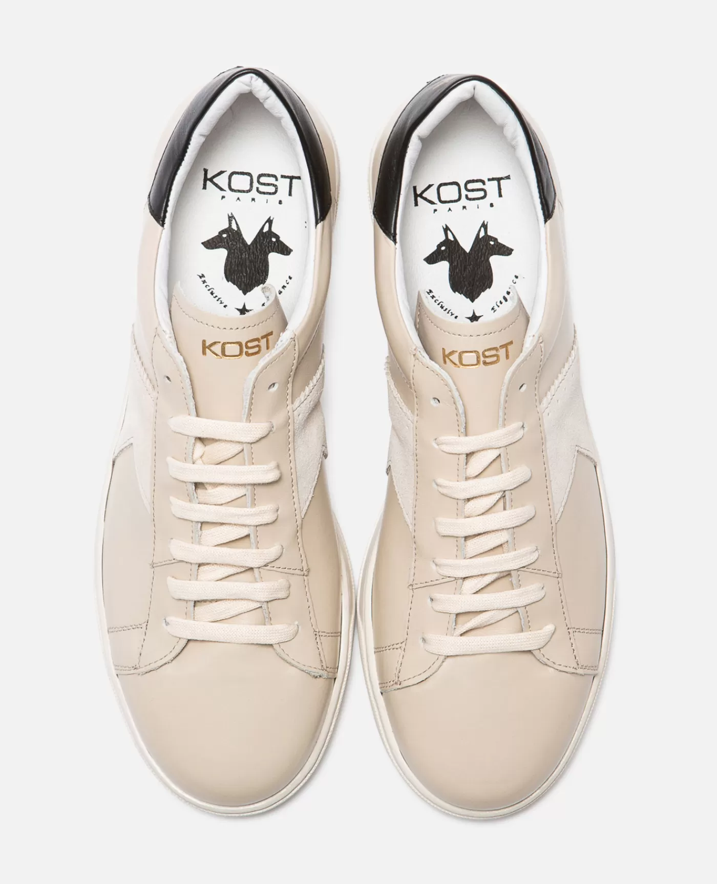 Cheap KOST Paris HOMERUN L  Sneakers Éco-responsable Cuir Beige Mixte Ecru+noir