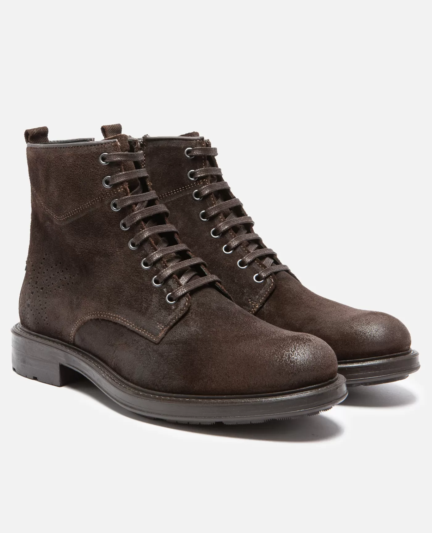 Shop KOST Paris JIMMY 59  Bottines à Lacets Croûte velours Marron Foncé Homme Chataigne