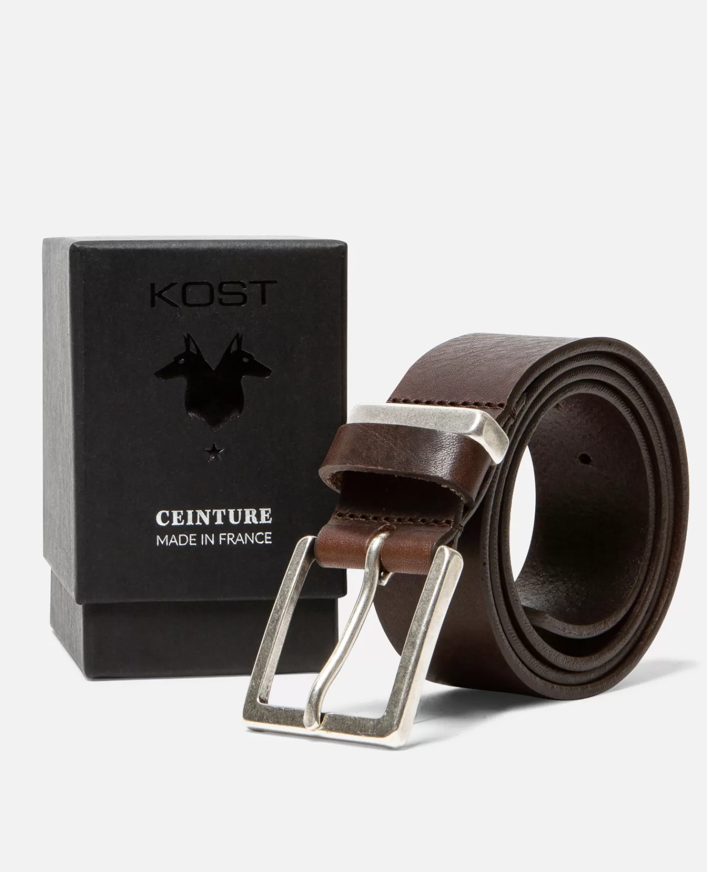 Sale KOST Paris MICK  Ceinture Made In France Cuir Tannage Végétal Homme Marron