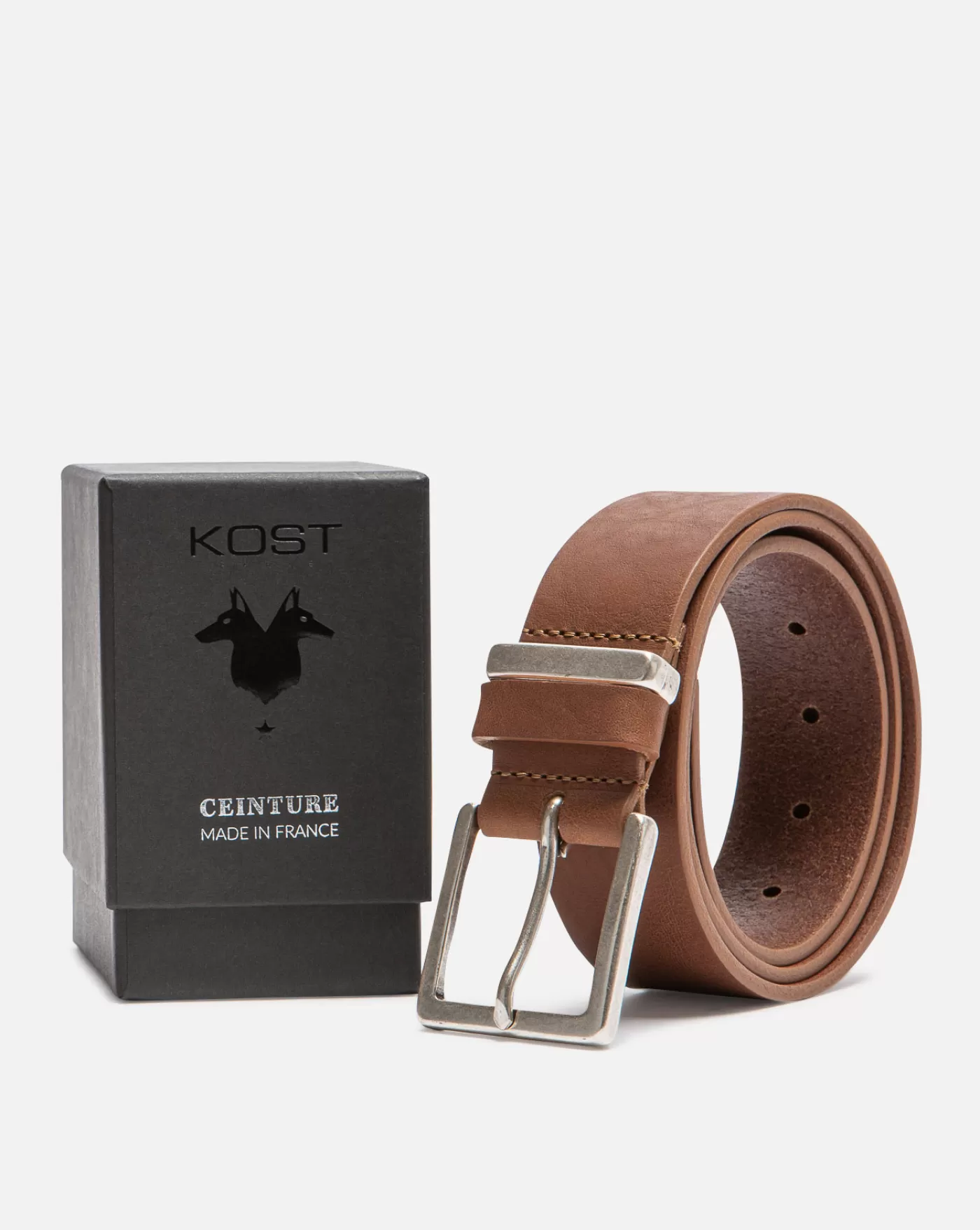 Online KOST Paris MICK  Ceinture Made In France Cuir Tannage Végétal Homme Tabac