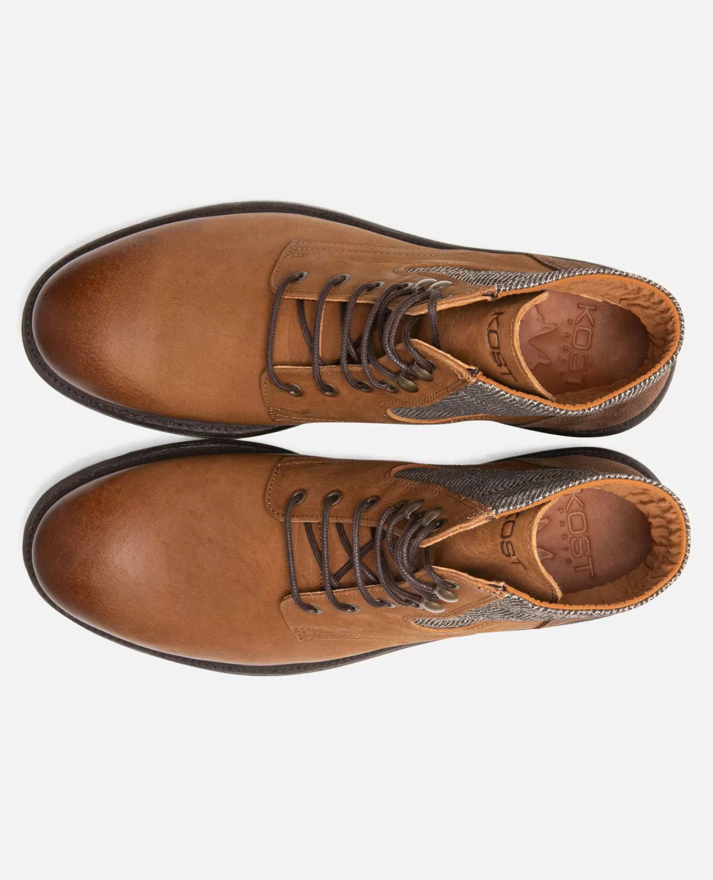 Shop KOST Paris MYSTIK B VGT  Boots cuir tannage végétal et textile Cognac