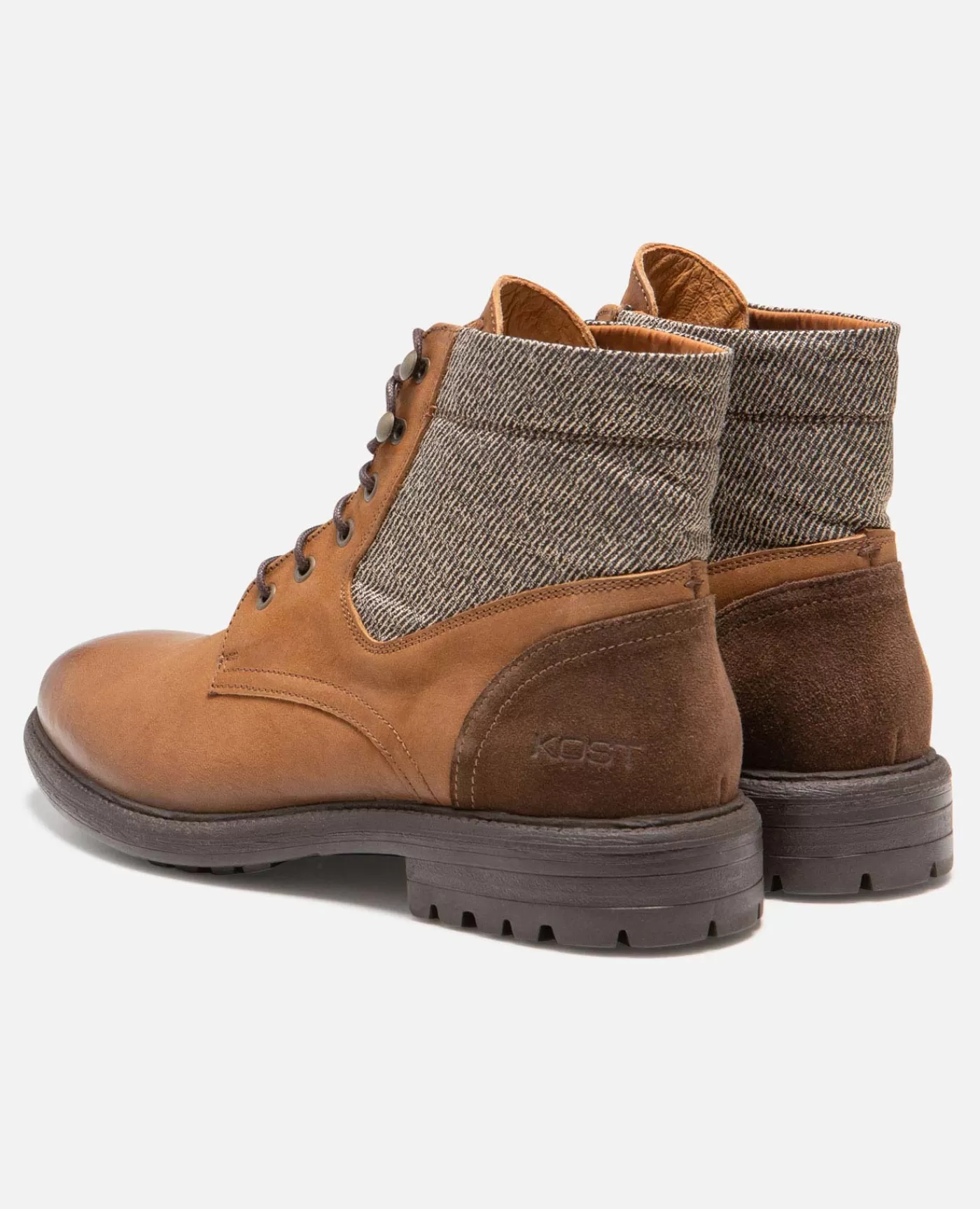 Shop KOST Paris MYSTIK B VGT  Boots cuir tannage végétal et textile Cognac