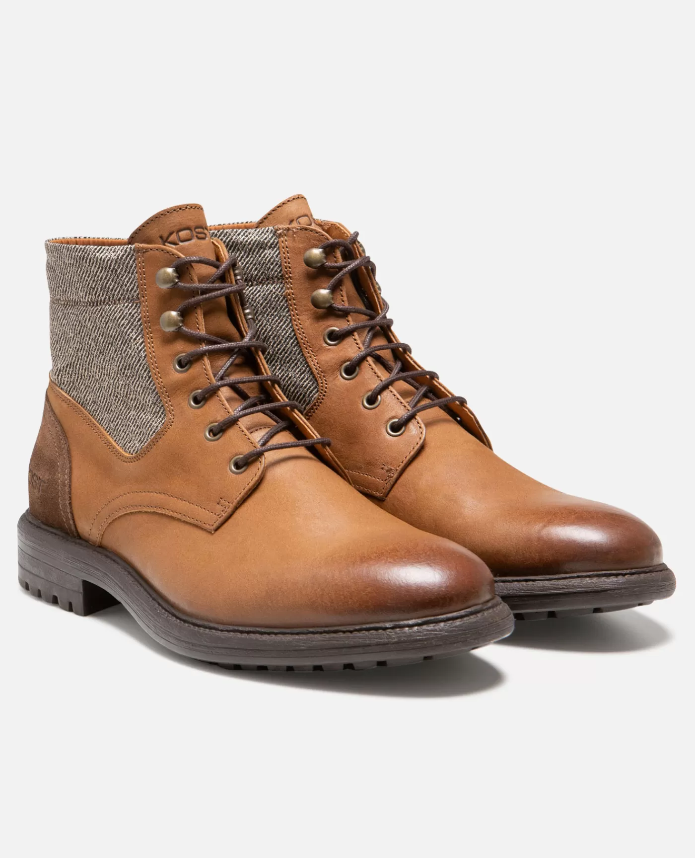 Shop KOST Paris MYSTIK B VGT  Boots cuir tannage végétal et textile Cognac