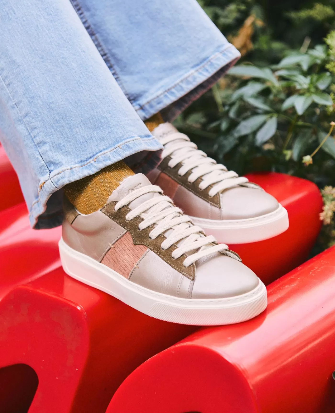 Flash Sale KOST Paris SWANKY F FB  Sneakers cuir multicolors Beige+marron+moutarde