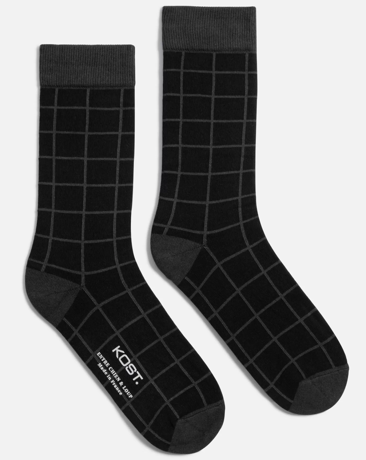 Cheap KOST Paris TILES  Chaussettes Made in France Coton bio Gris et Noir Homme Gris+noir