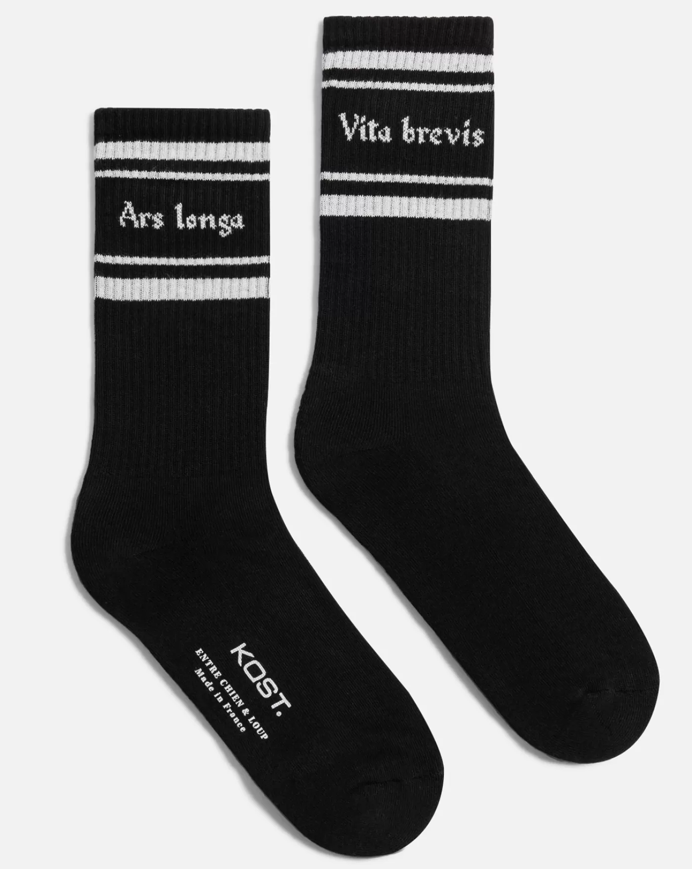 Best Sale KOST Paris VITA BREVIS  Chaussettes Made in France Coton bio Noir et Blanc Noir+blanc