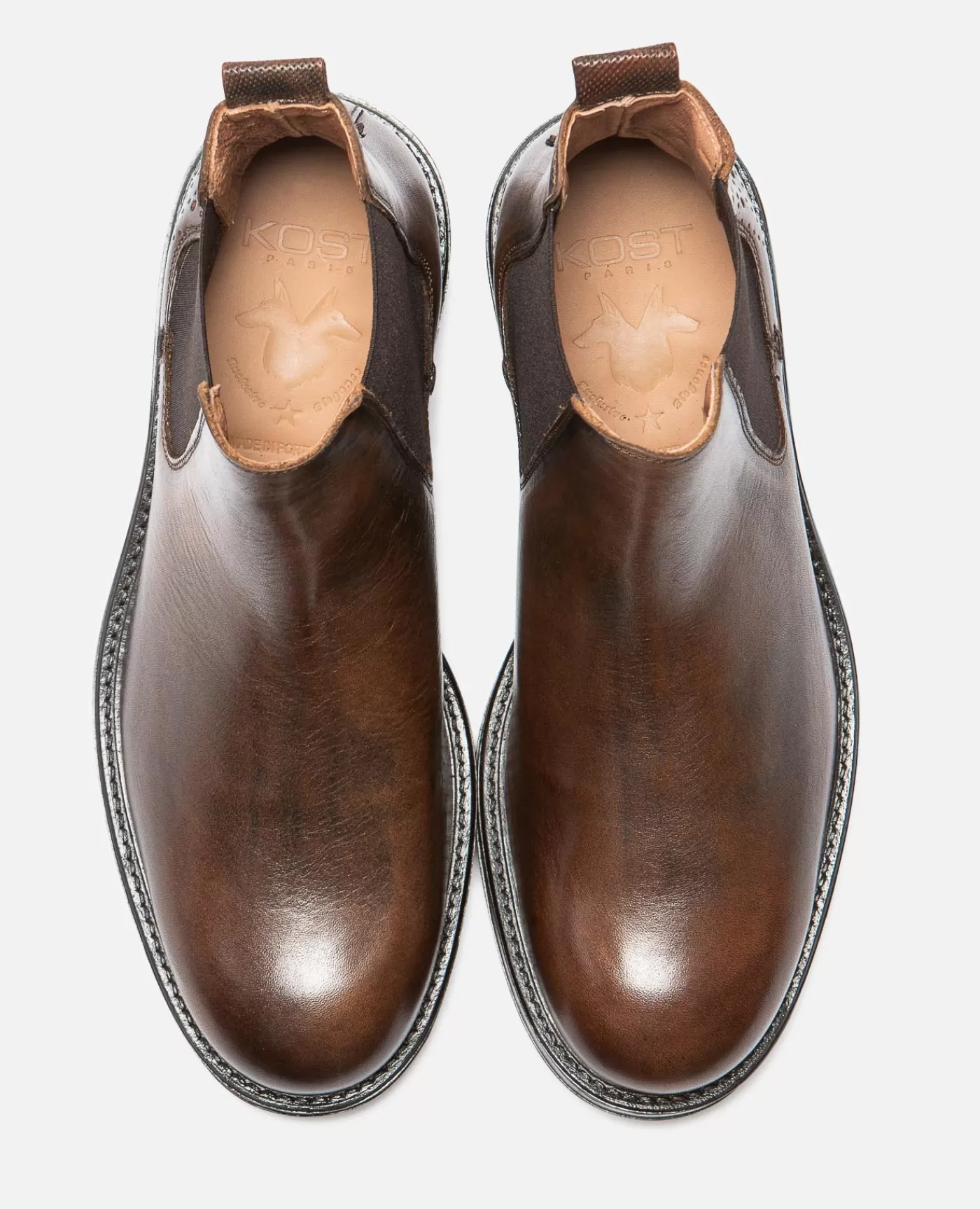Best Sale KOST Paris WALTER FO VGT  Chelsea boots Cuir Tannage Végétal Marron Homme Cognac
